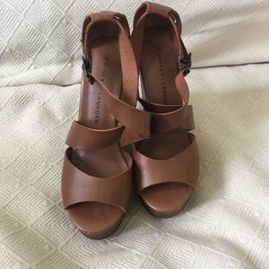 Chinese Laundry Leather Heeled Wedges, Size 8
